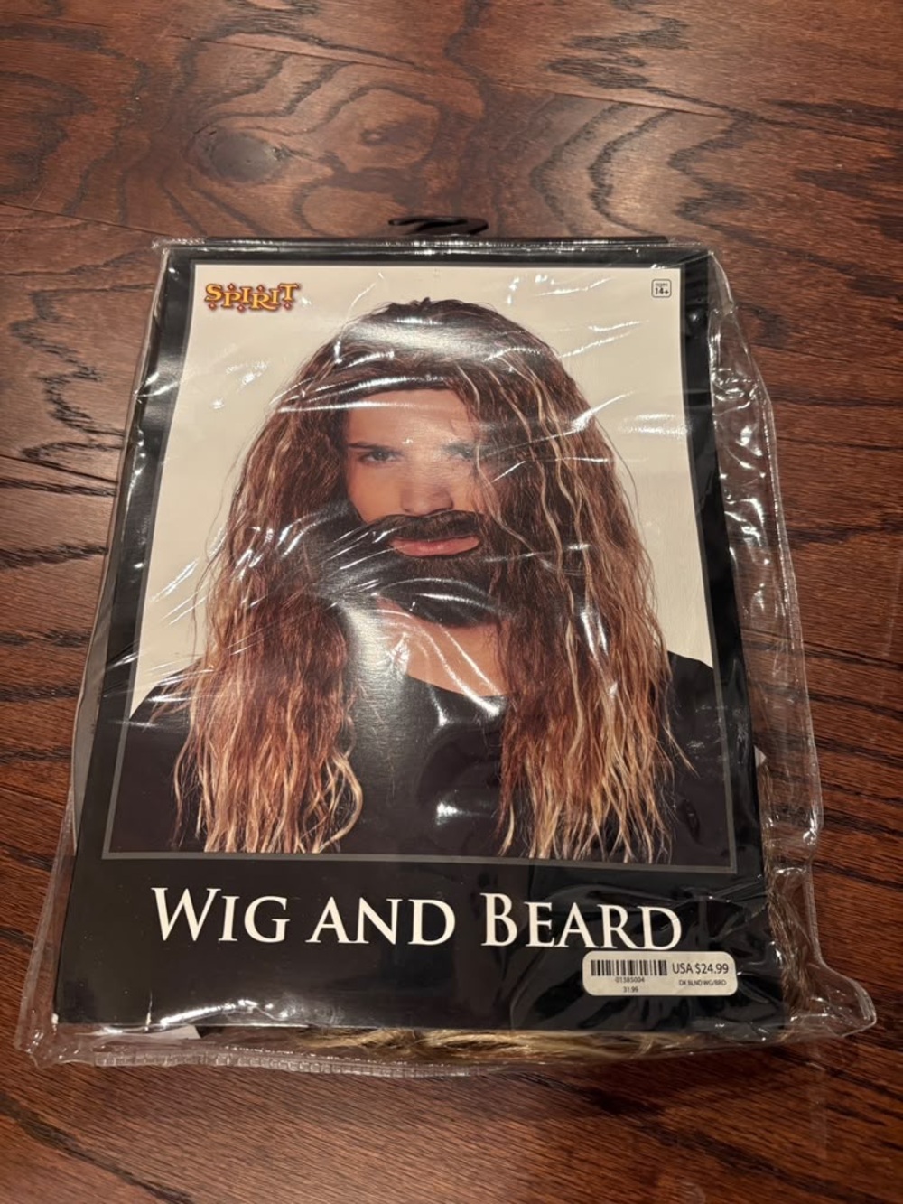 Spirit Long Wavy Wig with Attached Beard - Brown and Blonde Highlights
